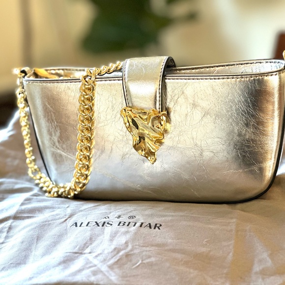 Alexis Bittar Convertible Crossbody Handbag - Silver w/ Gold Hardware - Like New - Picture 1 of 13